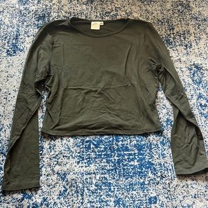 Olive Green Stretchy Long Sleeve Top - S
